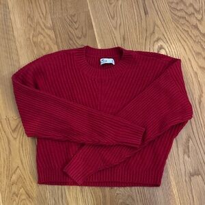 Hollister Deep Red Ribbed Crew Neck Sweater